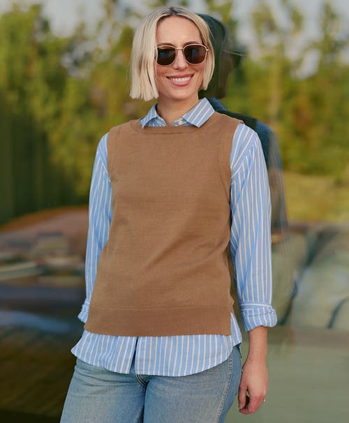 Pact Organic Cotton Classic Fine Knit Shell In Brown Sugar