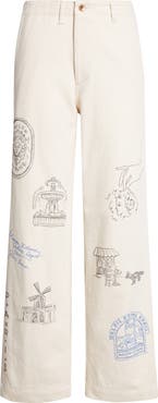 KURO x Maison Kitsuné Hand Painted Postcard Straight Leg Jeans