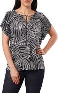 SUNNY LEIGH Tie Front Short Sleeve Top