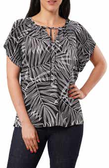 SUNNY LEIGH Tie Front Short Sleeve Top