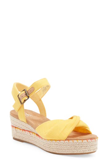 Toms Kinsle Espadrille Platform Wedge Sandal In Yellow