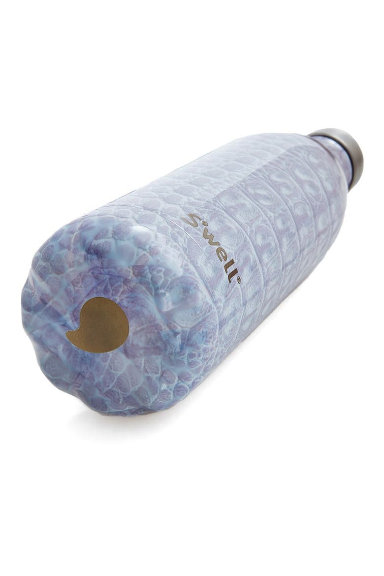 'Blanc Crocodile' Stainless Steel Water Bottle, Alternate, color, WHITE