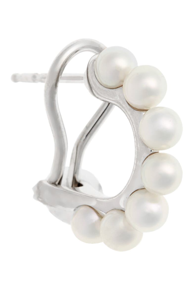 Single Row Pearl Earrings, Alternate, color, WHITE GOLD