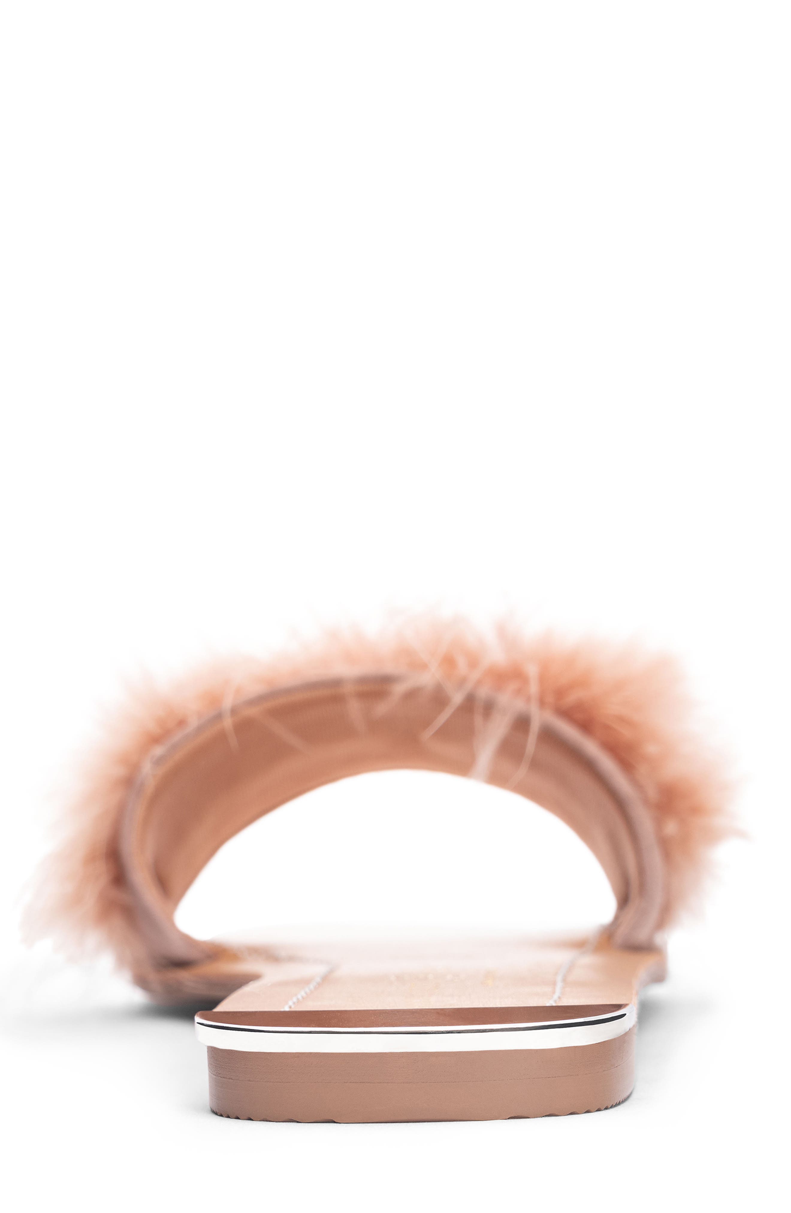 Zoey Faux Feather Slide Sandal, Alternate, color, ROSE