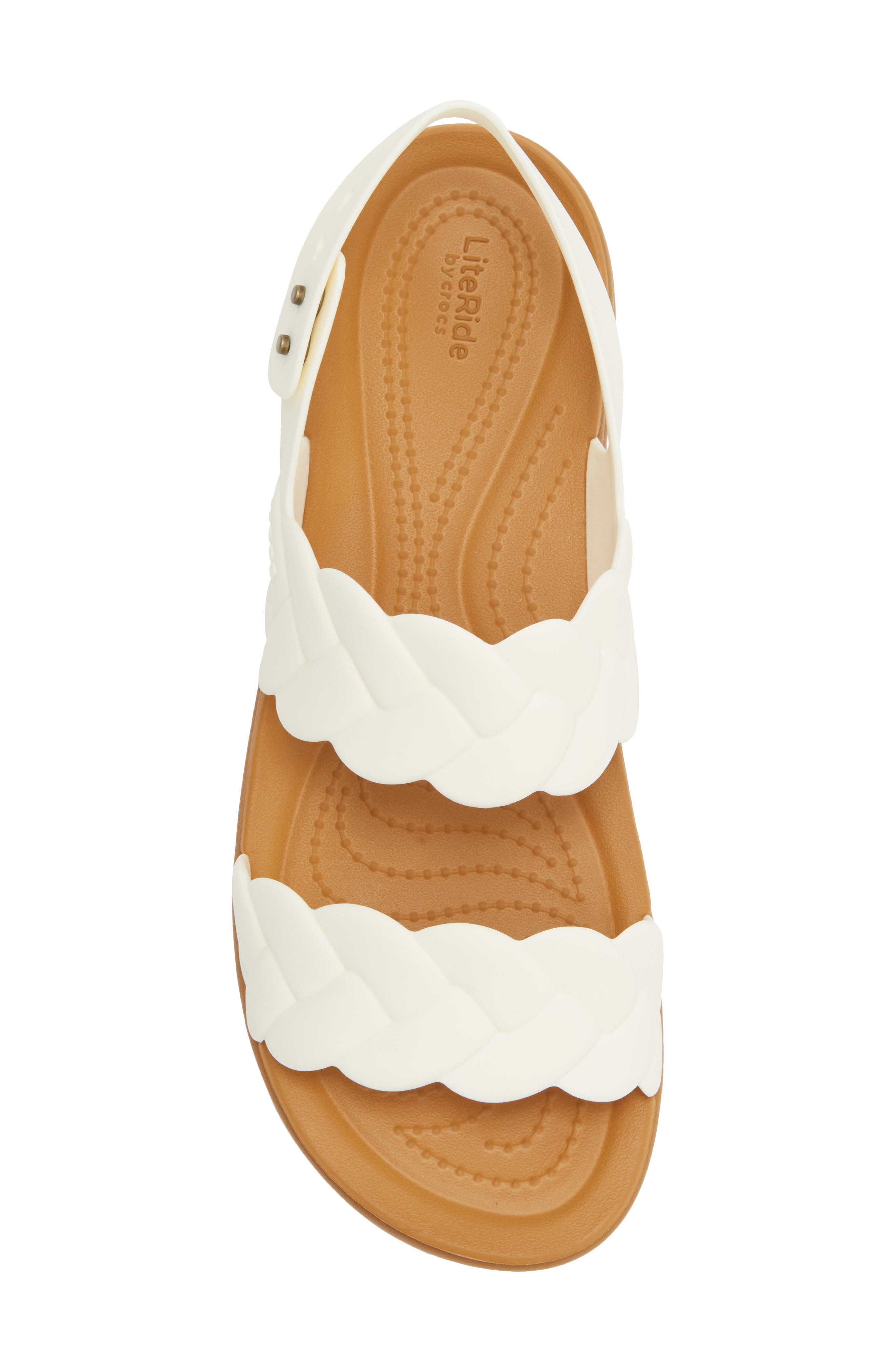 CROCS Brooklyn Woven Water Resistant Wedge Sandal, Alternate, color, Chalk