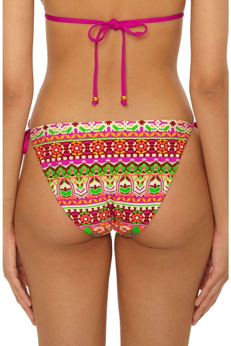 Moroccan Side Tie Bikini Bottoms, Alternate, color, PINK MULTI