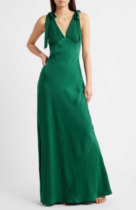 Ottilie Tie Strap Satin Gown