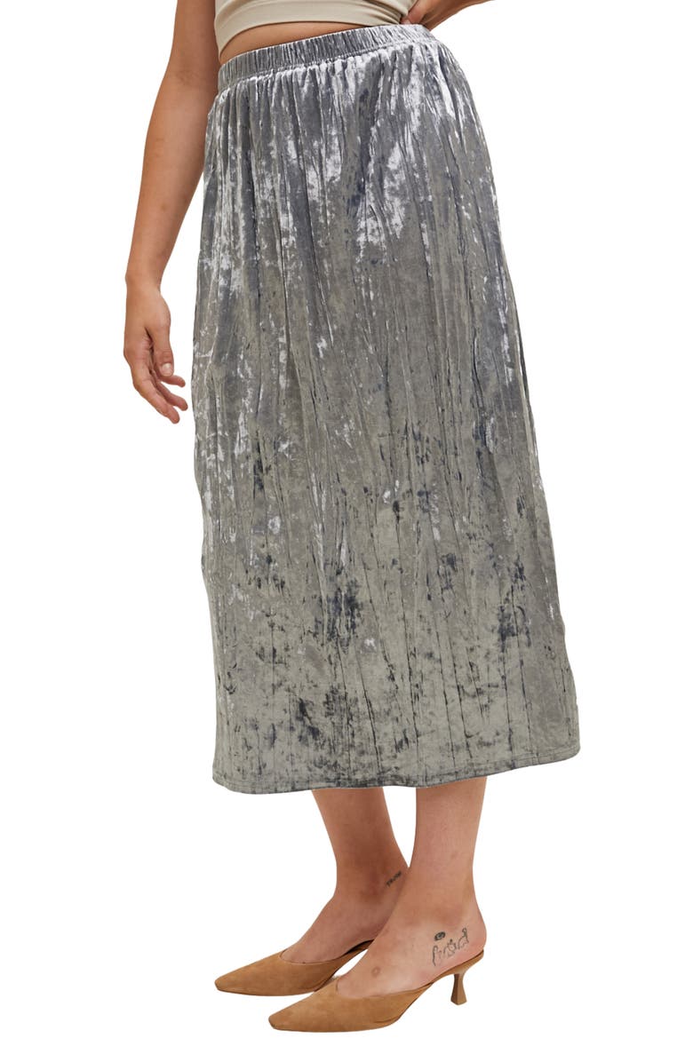 WISHLIST Crinkle Velvet Midi Skirt, Alternate, color, Slate