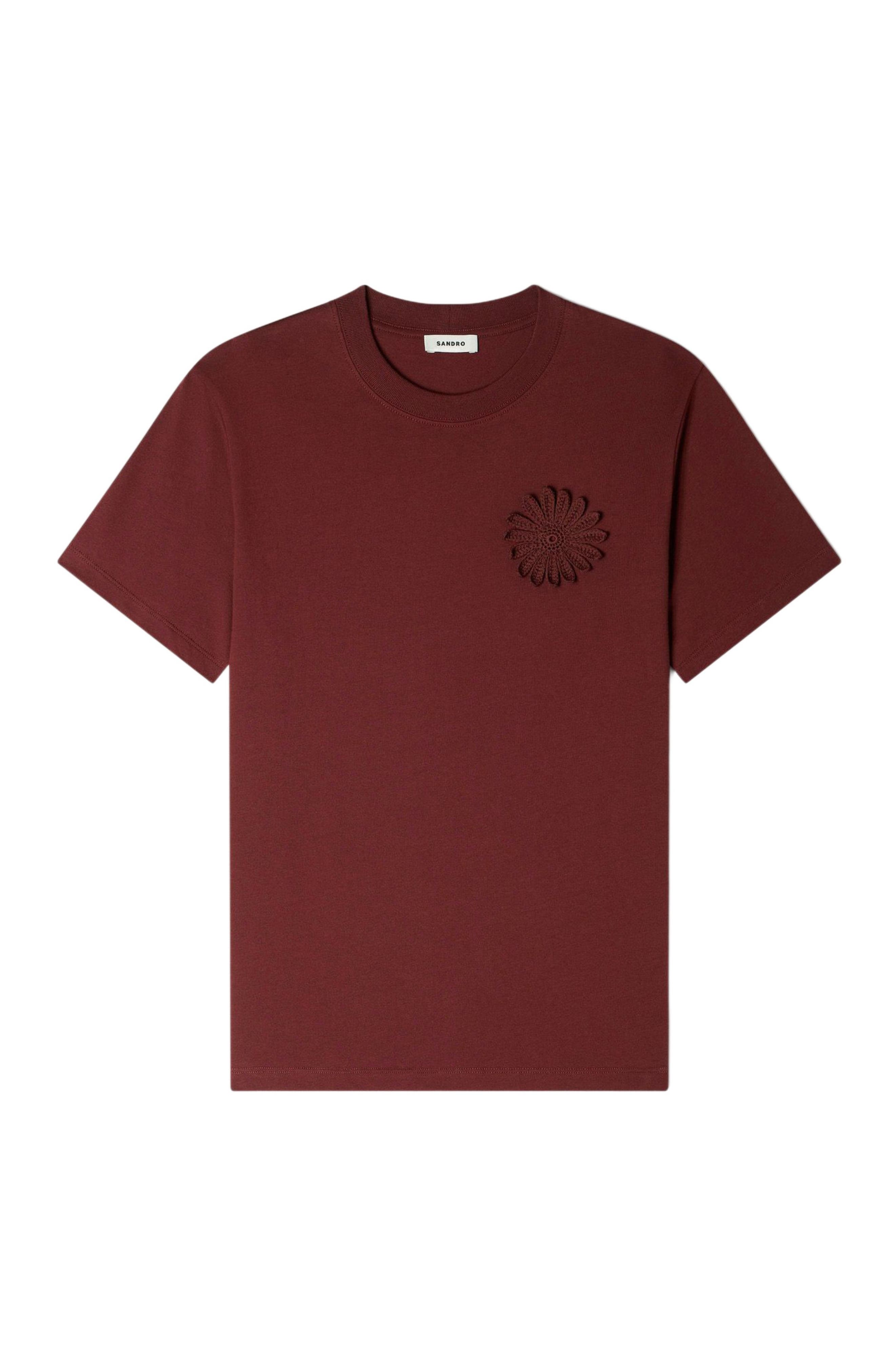 SANDRO Cotton Crochet Flower T-shirt (Men) | Nordstrom