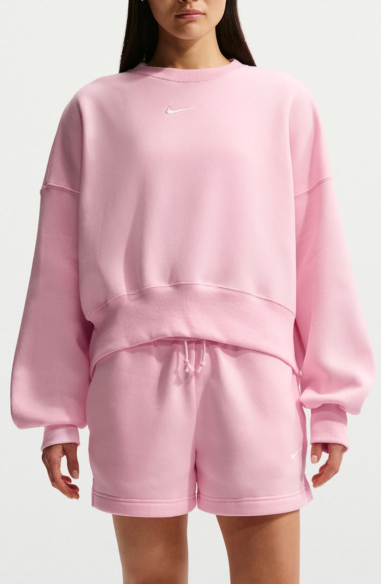 Nike Phoenix Fleece Crewneck Sweatshirt, Main, color, 663 Pink Foam/Sail