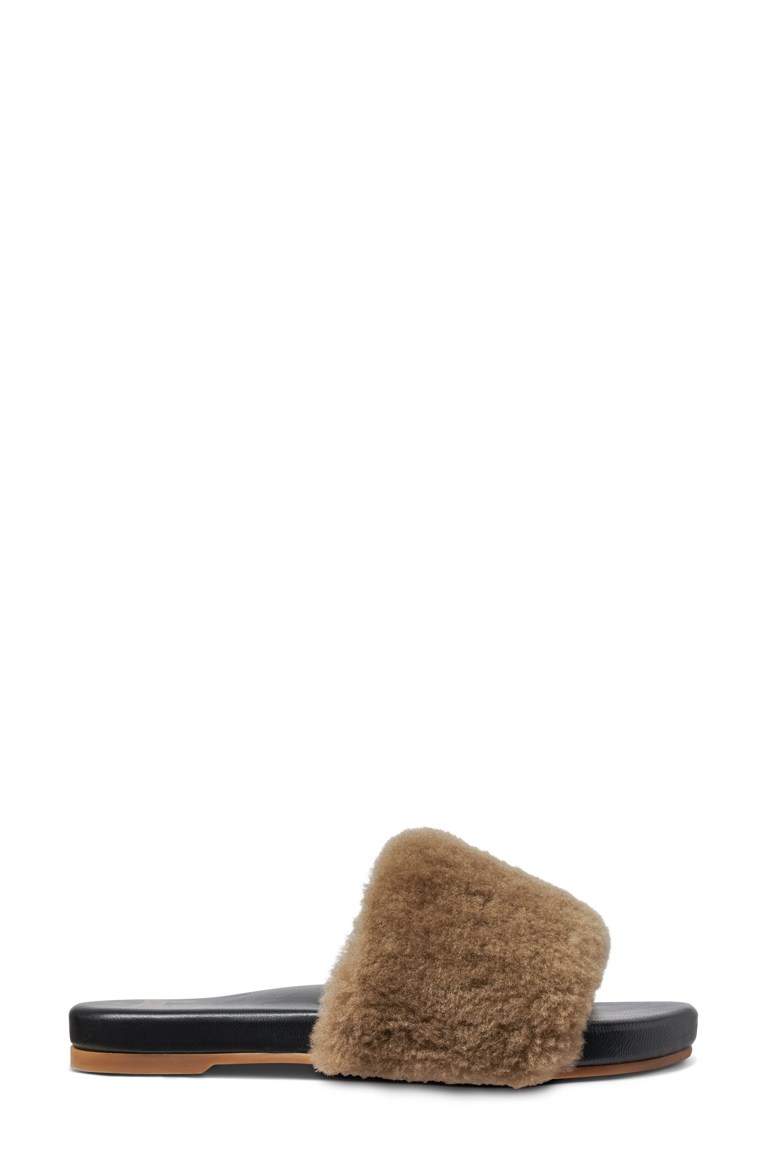 Baza Genuine Shearling Slide Sandal, Alternate, color, BRONZE BLACK
