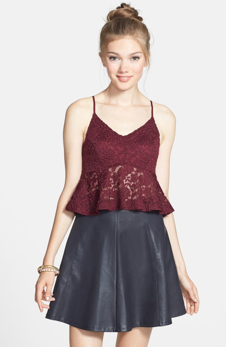 Lily White Faux Leather Skater Skirt, Main, color, 