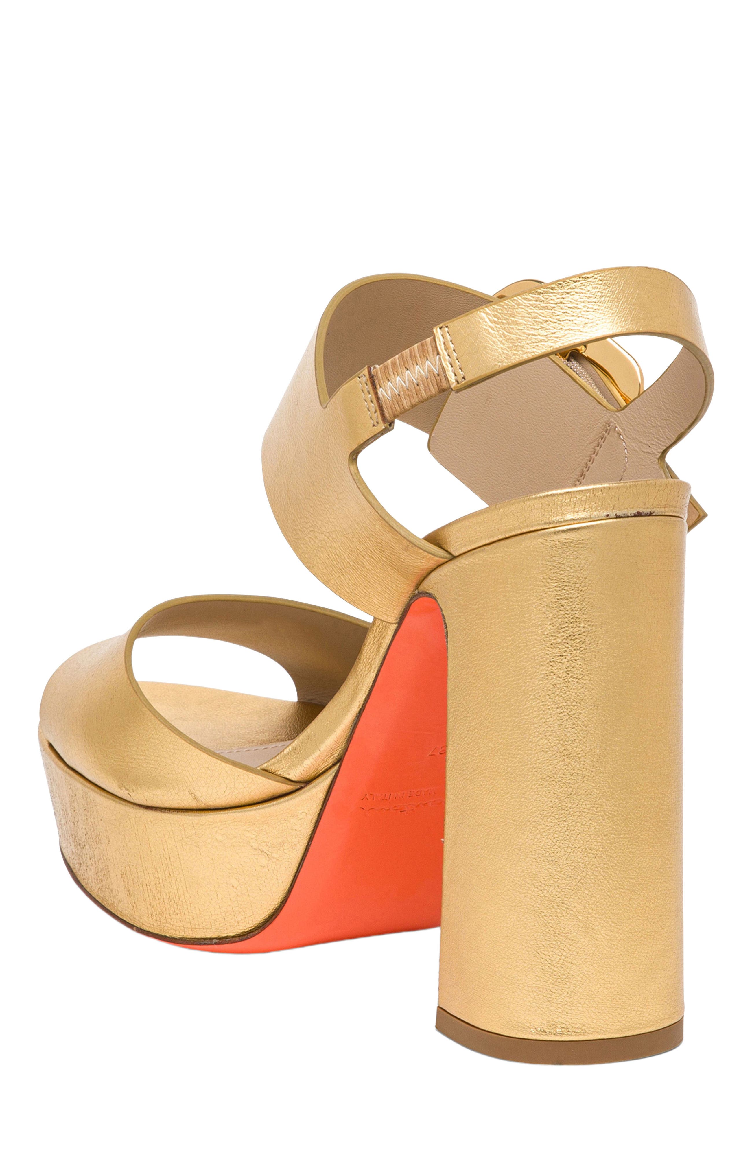 Women's laminated leather high-heel sandal, Alternate, color, Gold