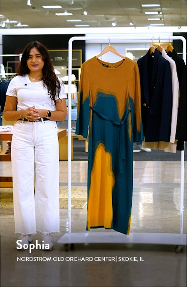 Abstract Print Long Sleeve A-Line Dress, sales video thumbnail