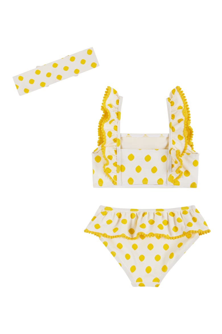 Kids' Three-Piece Bikini Set, Alternate, color, YELLOW POLK A DOT