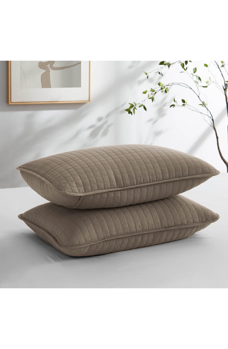 SOUTHSHORE FINE LINENS Vilano Oversize Quilt Set, Alternate, color, Dark Taupe