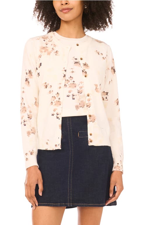 Vince Camuto Floral Cardigan In Brown