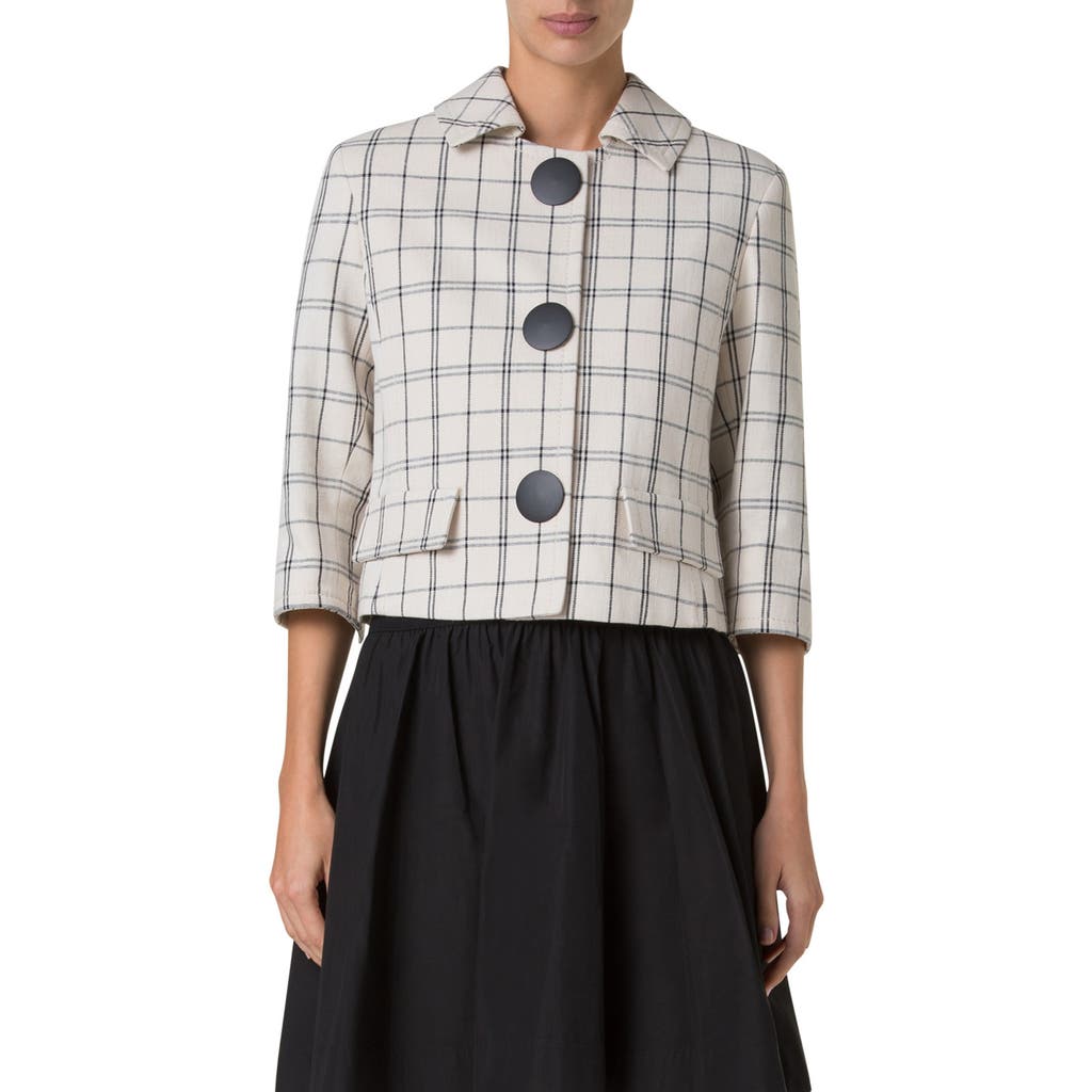 Akris Punto Plaid Crop Jacket In Cashew-black