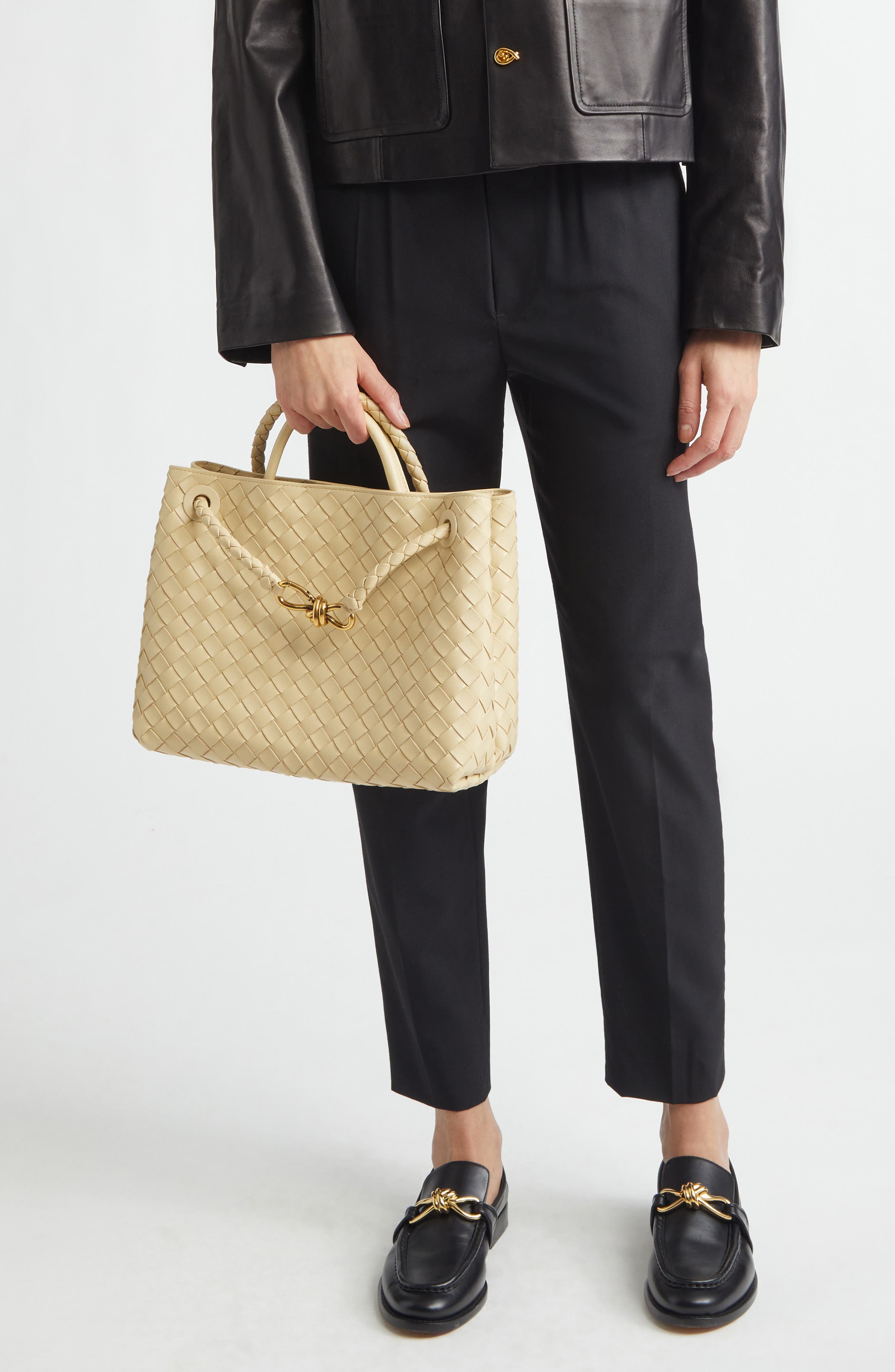 Medium Andiamo Intrecciato Shoulder Bag, Alternate, color, 9713 TUFO-MUSE BRASS