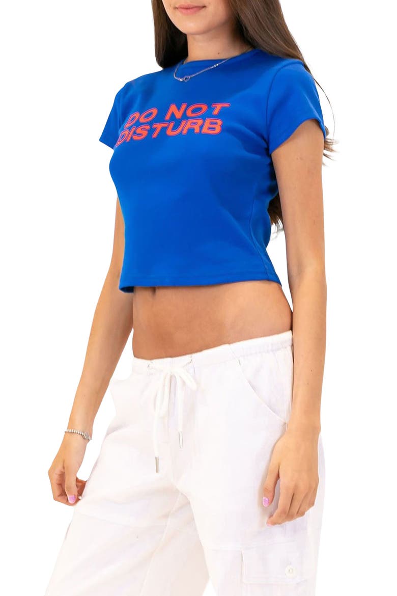 'Do Not Disturb' Crop Graphic Tee, Alternate, color, BLUE