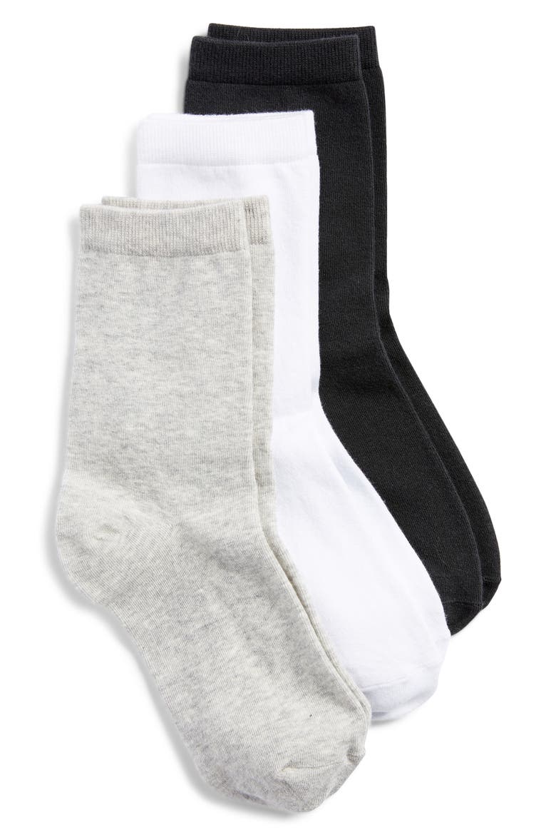 Best Assorted 3-Pack Cotton Blend Crew Socks, Main, color, GREY HEATHER MULTIDNU