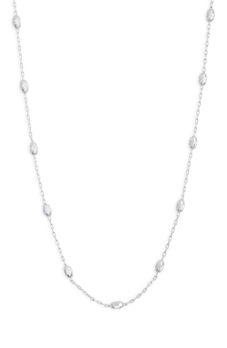 Argento Vivo Sterling Silver Diamond Cut Ball Station Necklace, Main, color, Silver