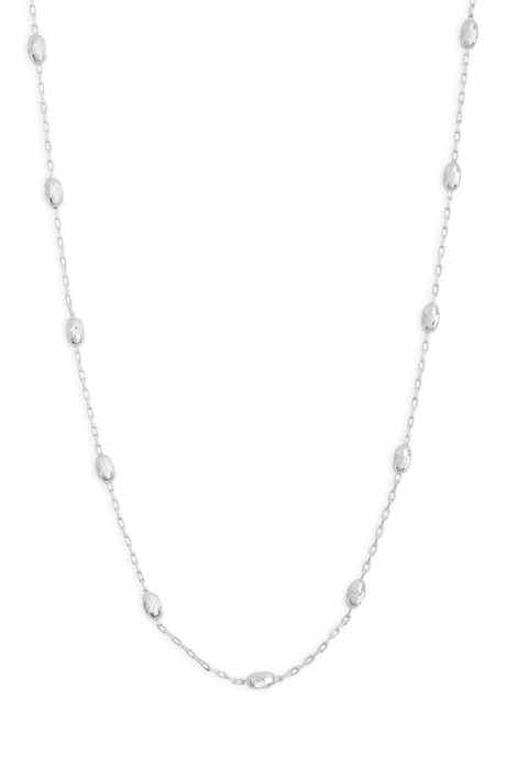 Argento Vivo Sterling Silver Diamond Cut Ball Station Necklace