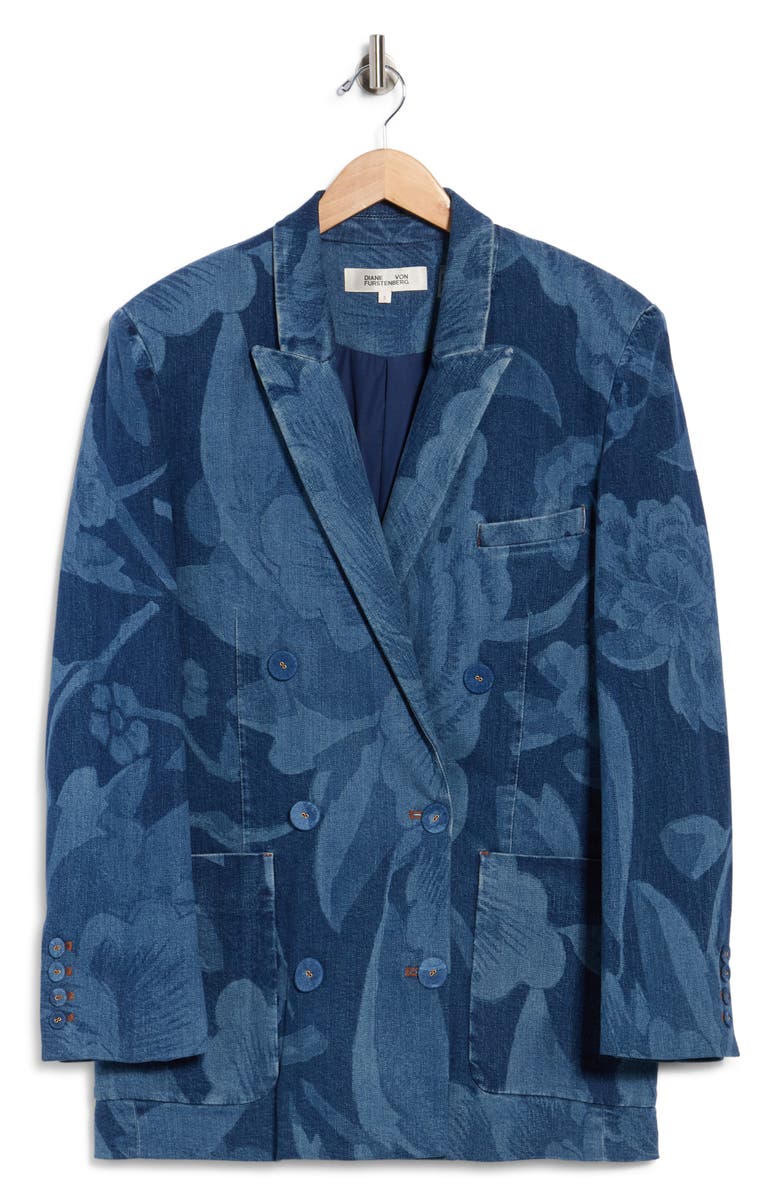 Diane von Furstenberg Blair Floral Print Jacket, Main, color, Dancing Rose Giant Tonal