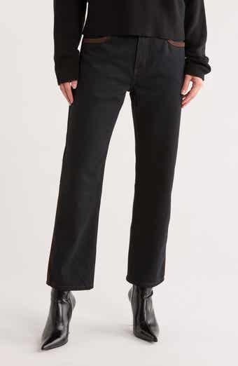 FRAME The Equestrian Suede Trim Straight Leg Jeans