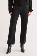 FRAME The Equestrian Suede Trim Straight Leg Jeans