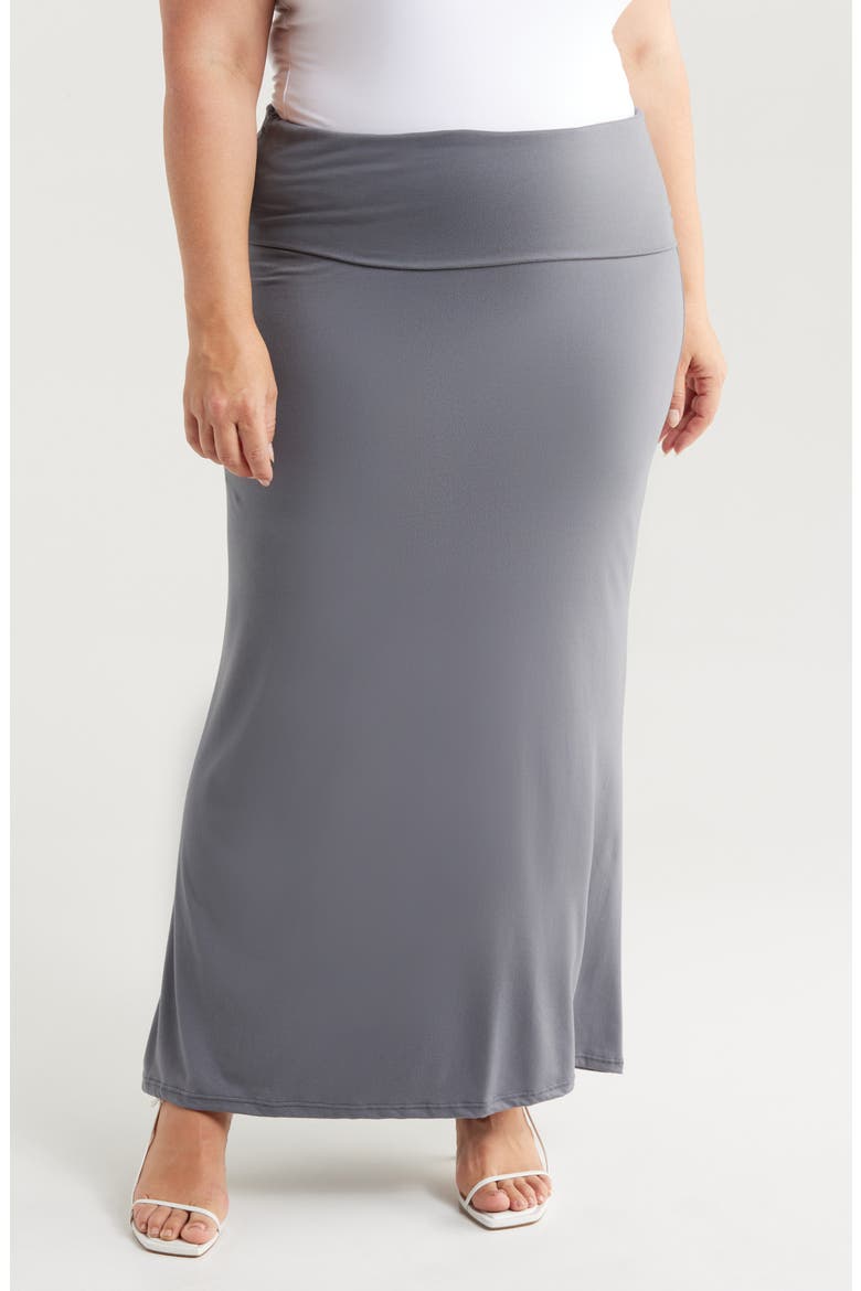 Comfortable Foldover Skirt, Main, color, CHARCOAL
