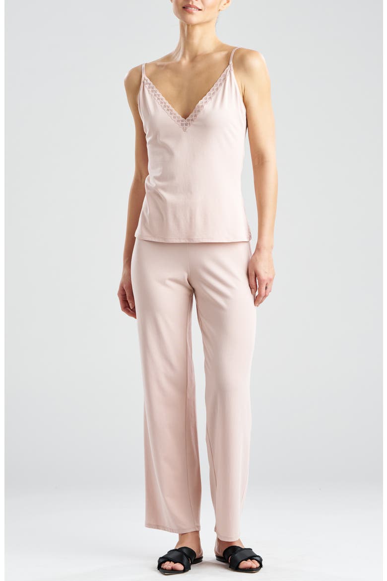 True Bliss Lace Trim Jersey Pajamas, Main, color, ROSE BEIGE