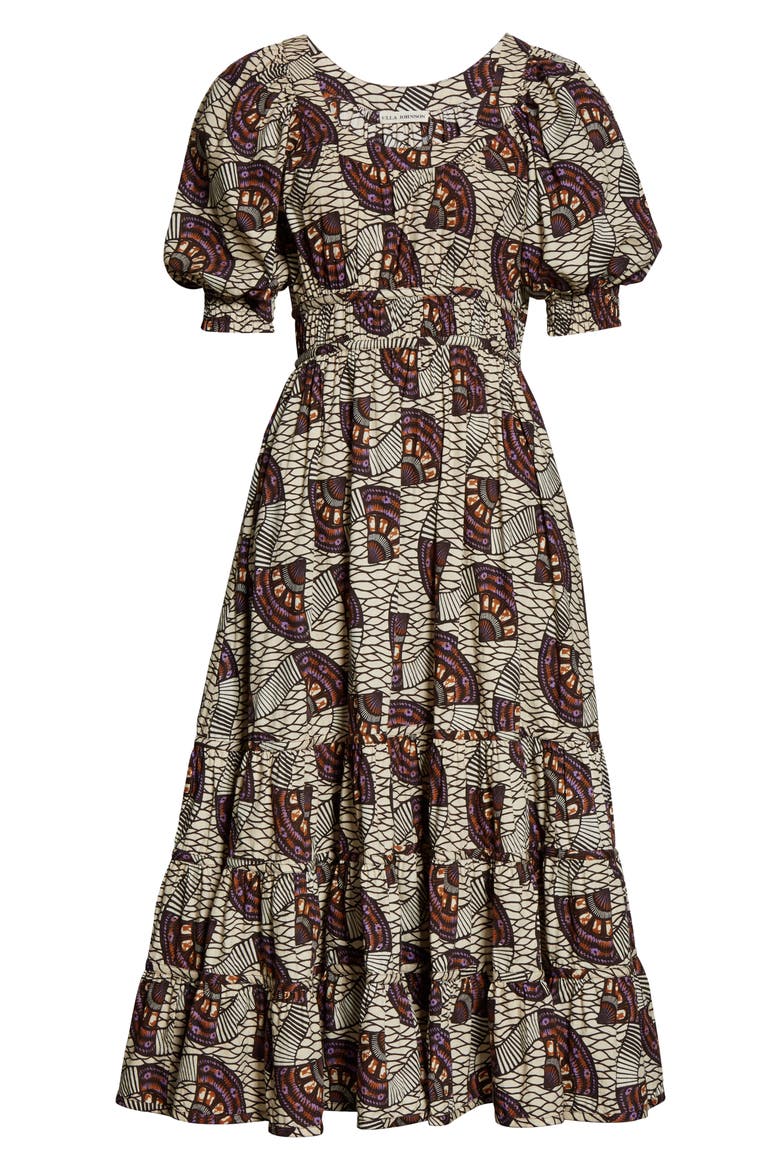 Juniper Puff Sleeve Midi Dress, Alternate, color, CREAM