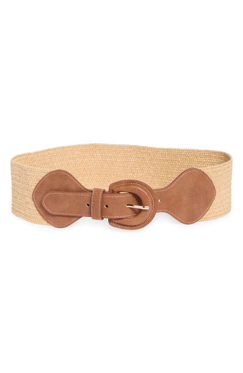 Vince Camuto Stretch Woven Straw Belt, Main, color, Natural