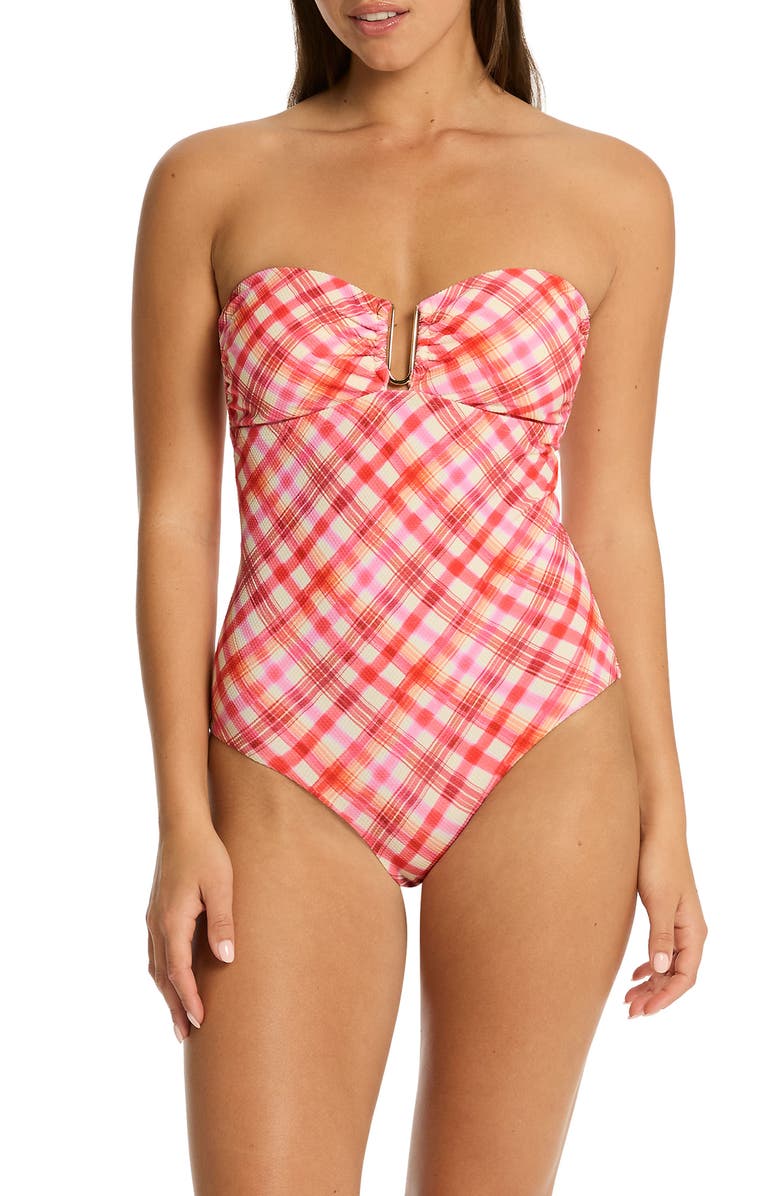 Sea Level Somerset U-Bar Convertible One-Piece Swimsuit, Main, color, Pink