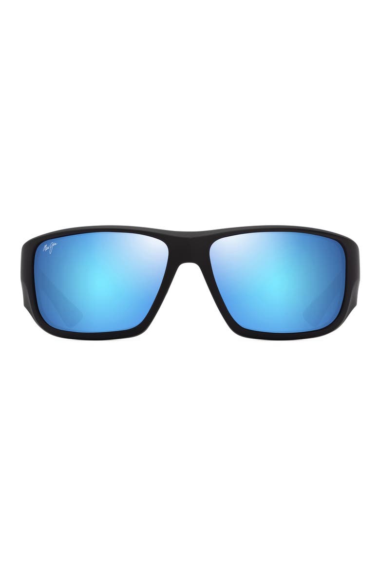 Keha 63mm Polarized Oversize Rectangular Sunglasses, Main, color, MATTE BLACK
