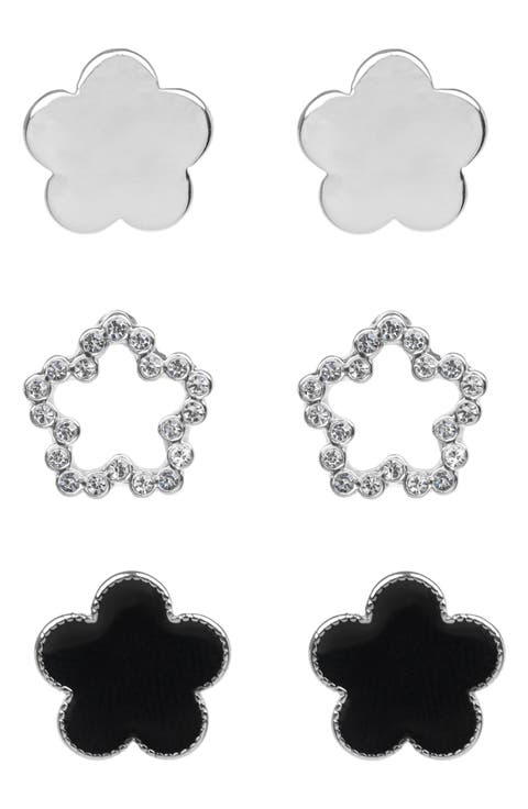 Set Of 3 Clover Stud Earrings