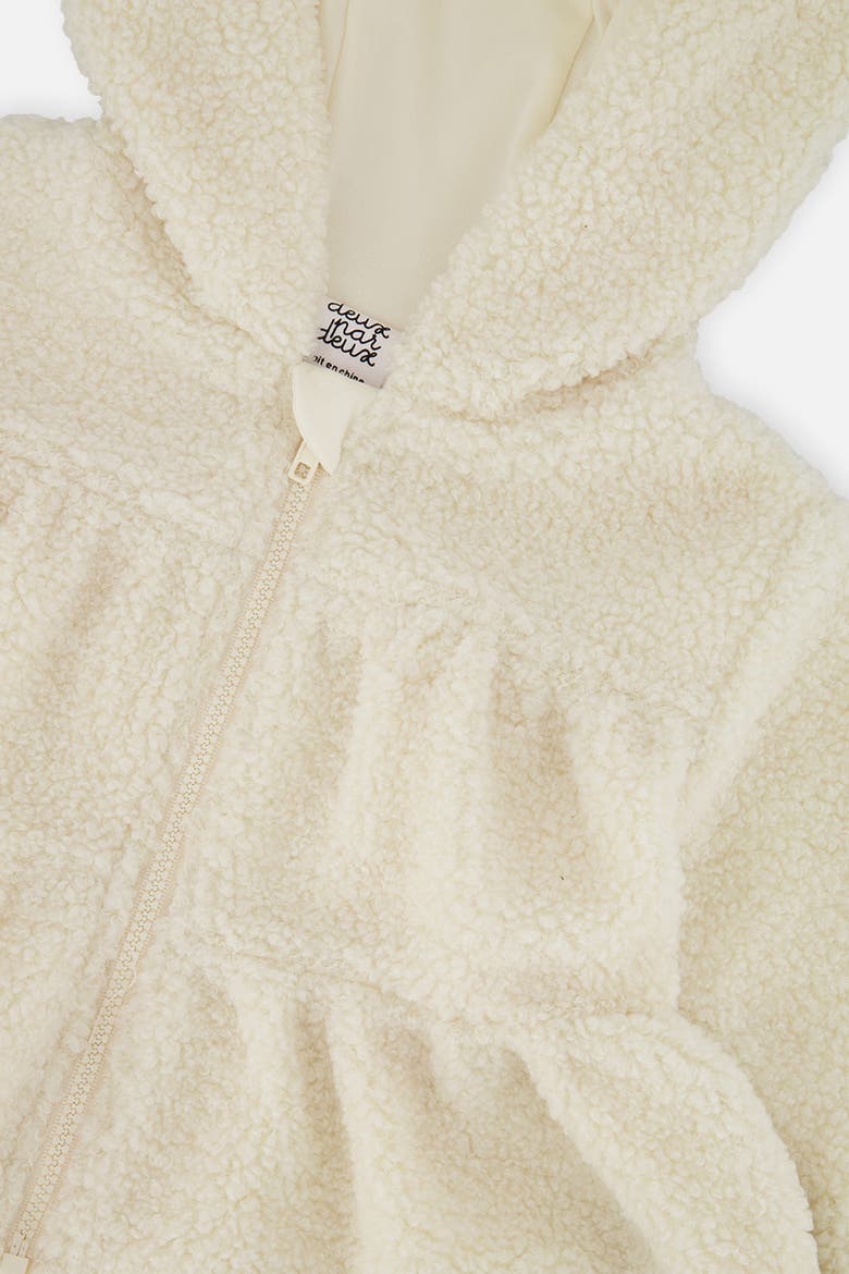 Hooded Zip Fleece Tiered Bear Ear Jacket, Alternate, color, Off-White
