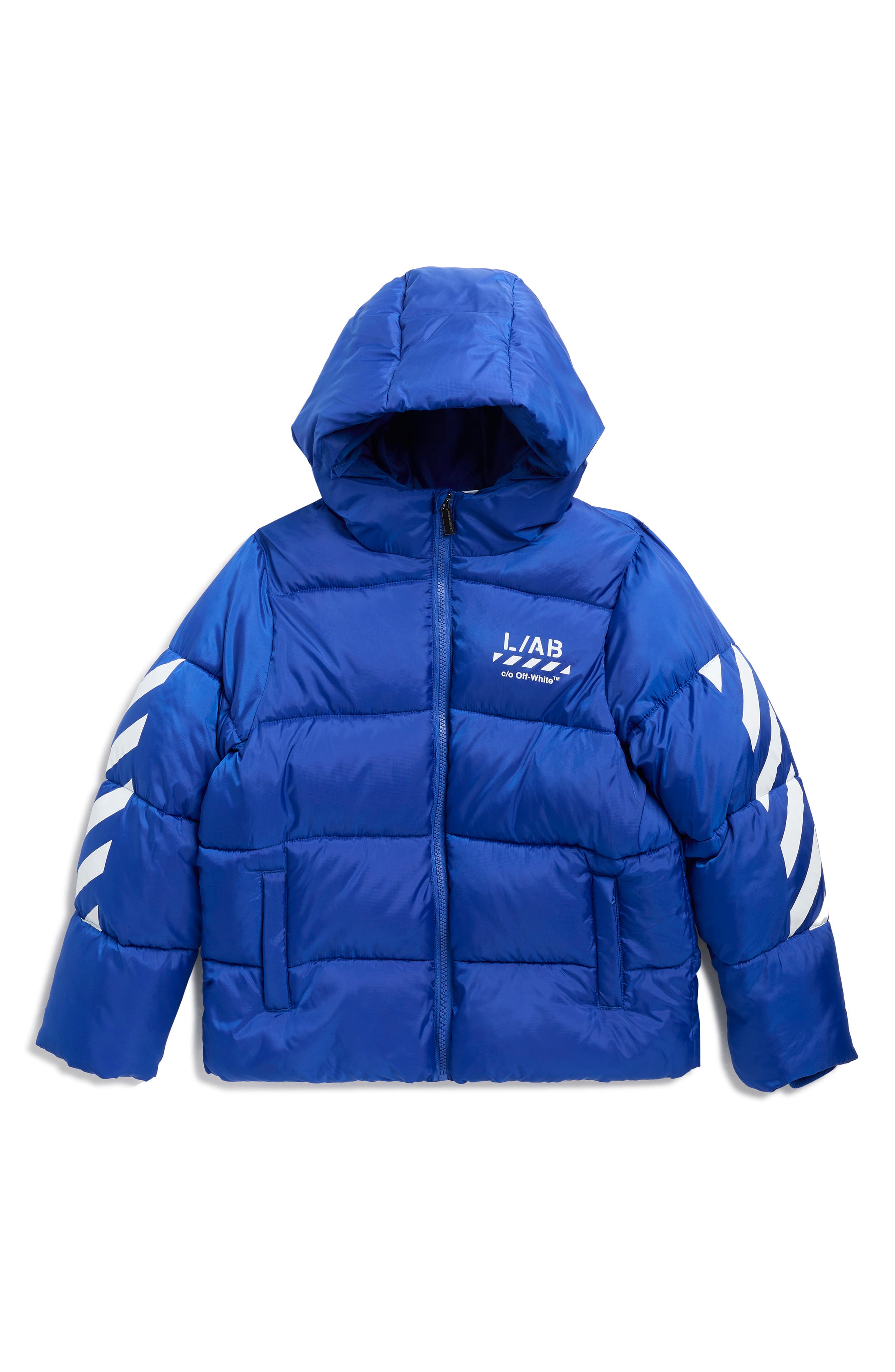 Kids' Diagonal Hooded Puffer Jacket