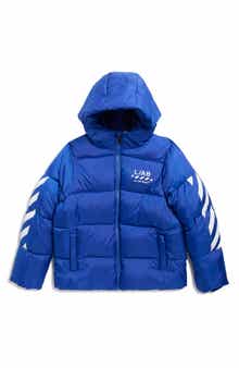 Kids' Diagonal Hooded Puffer Jacket