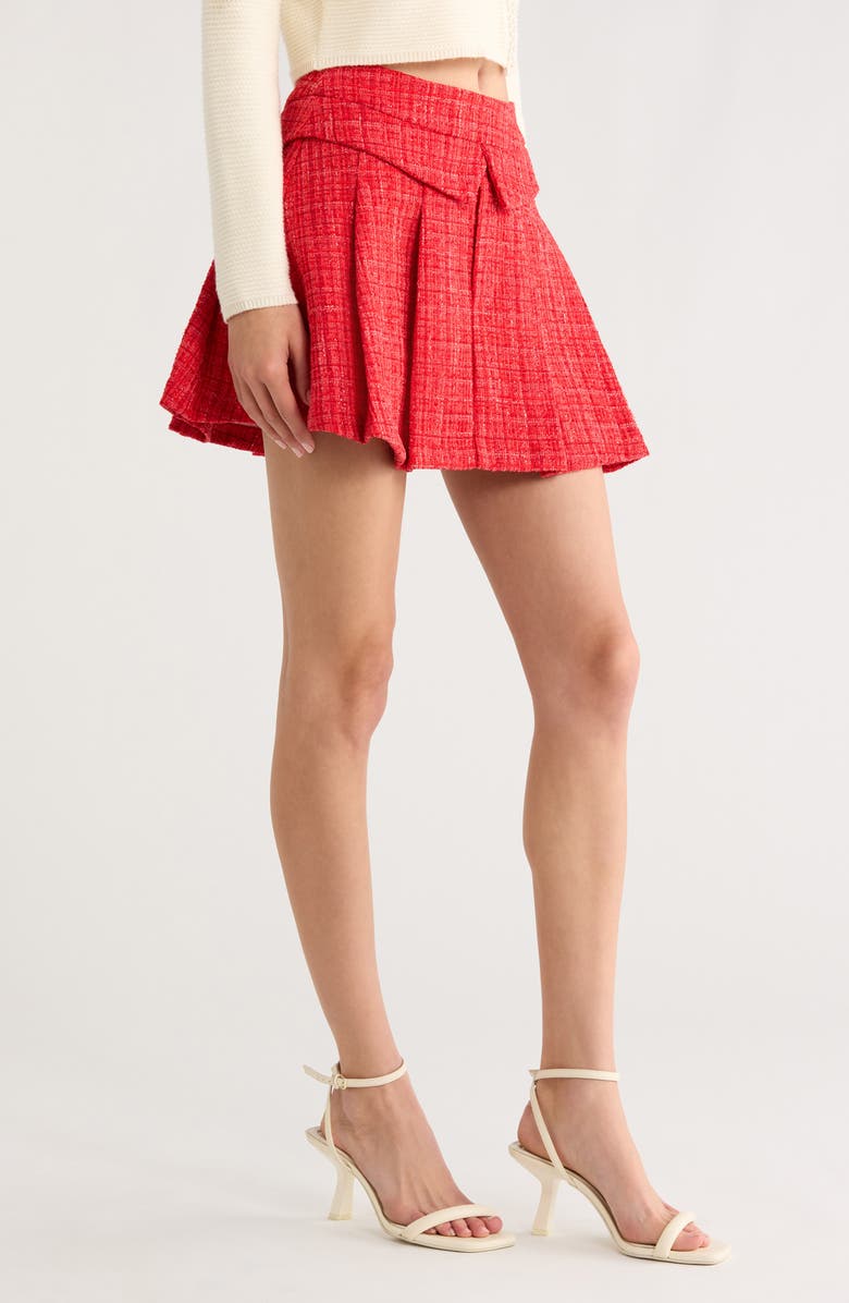 All in Favor Pleated Tweed Miniskirt, Alternate, color, Red
