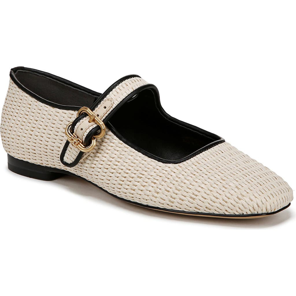 Sam Edelman Michaela Mary Jane Flat Linen Ivory Raffia In Sand