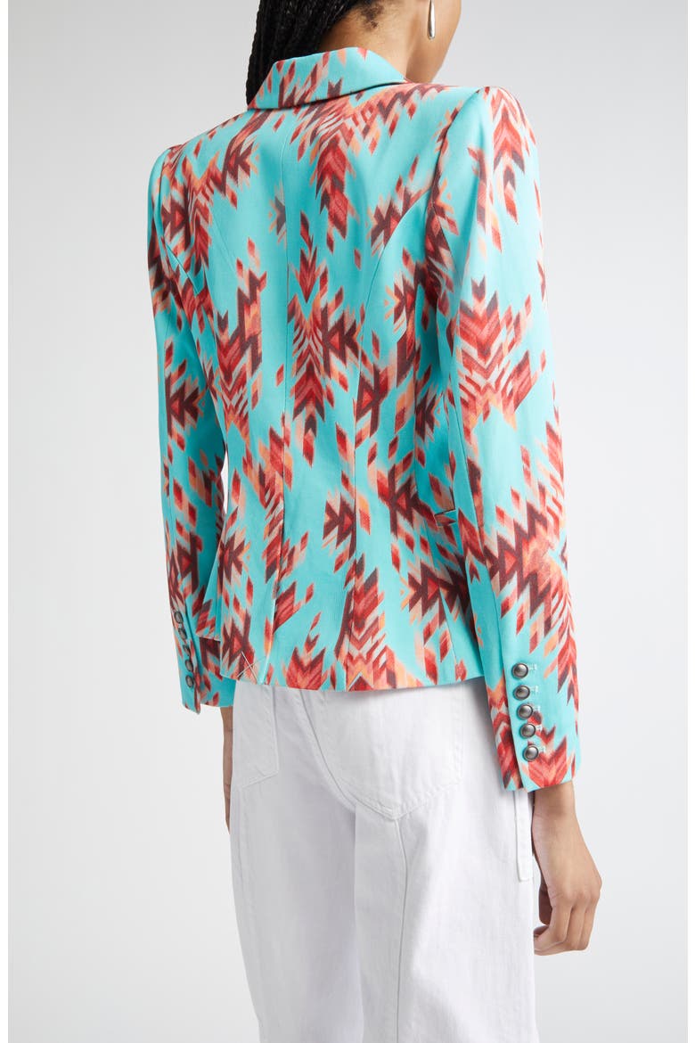 Marie Double Breasted Cotton Blazer, Alternate, color, POOL BLUE GANADO PRINT