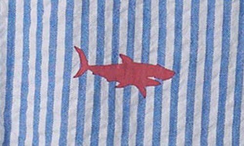 Hatley Shark Silhouette Stripe Seersucker Romper (baby In Campanula