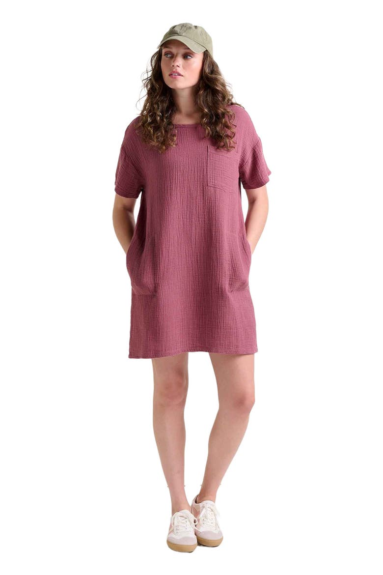 Tate Double Weave Short Sleeve Dress, Main, color, Wild Ginger