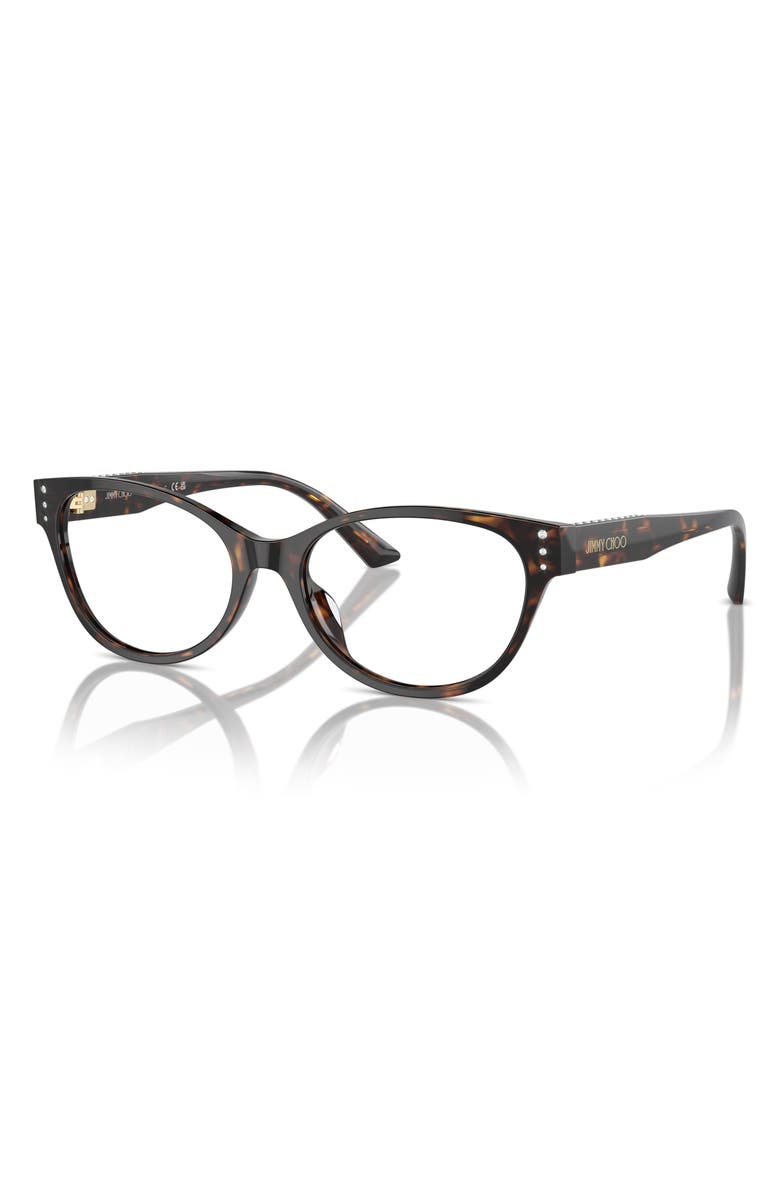 Jimmy Choo 54mm Oval Optical Glasses, Alternate, color, Havana / Demo Lens
