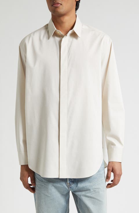 Classic Stretch Cotton & Wool Button-Up Oxford Shirt