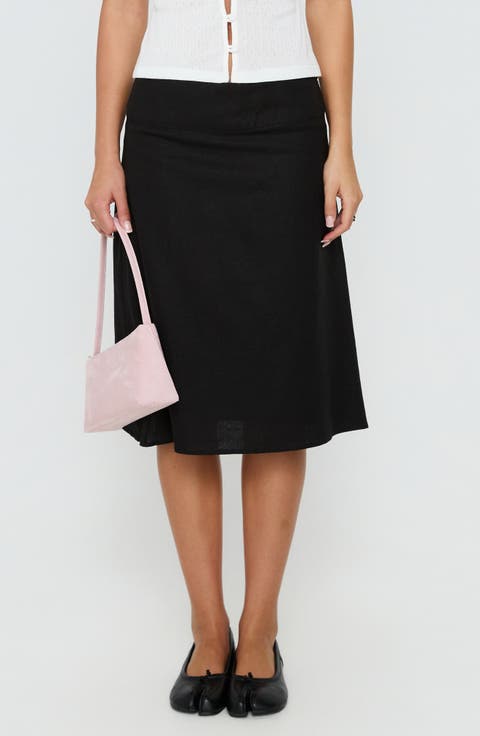 Such Delight Linen Blend Midi Skirt