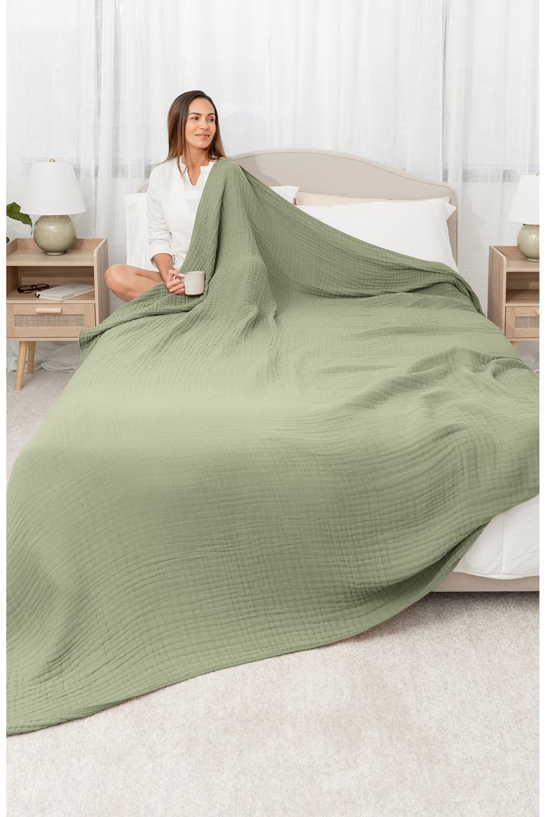Adult Muslin Blanket, Alternate, color, Sage