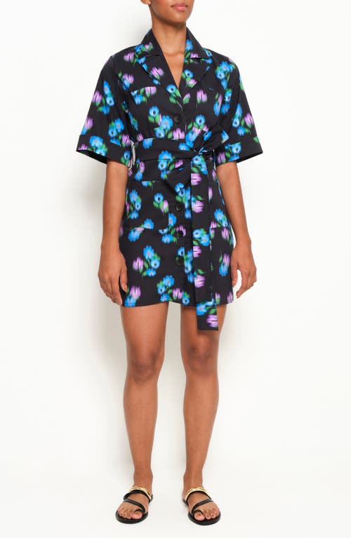 The Lulo Project Harbor Stretch Cotton Shirtdress In Under The Spray Black
